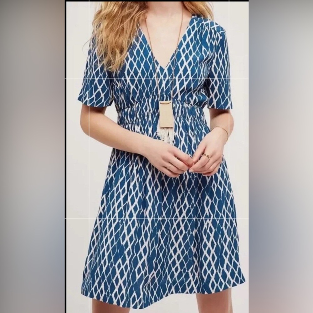 Anthropology dress HD in Paris Blue and White A-Line dress 4. Perfect, looks new